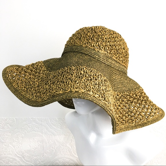 Nine West straw floppy wide brim sun beach hat